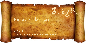 Bencsik Áron névjegykártya