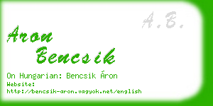 aron bencsik business card