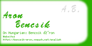 aron bencsik business card